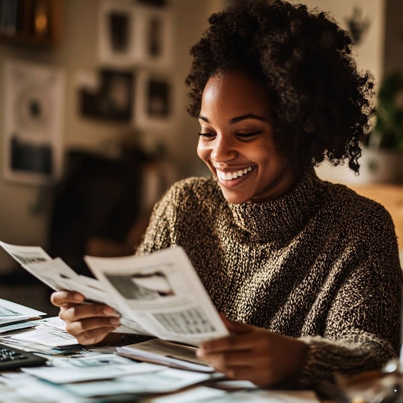 woman checking invoice